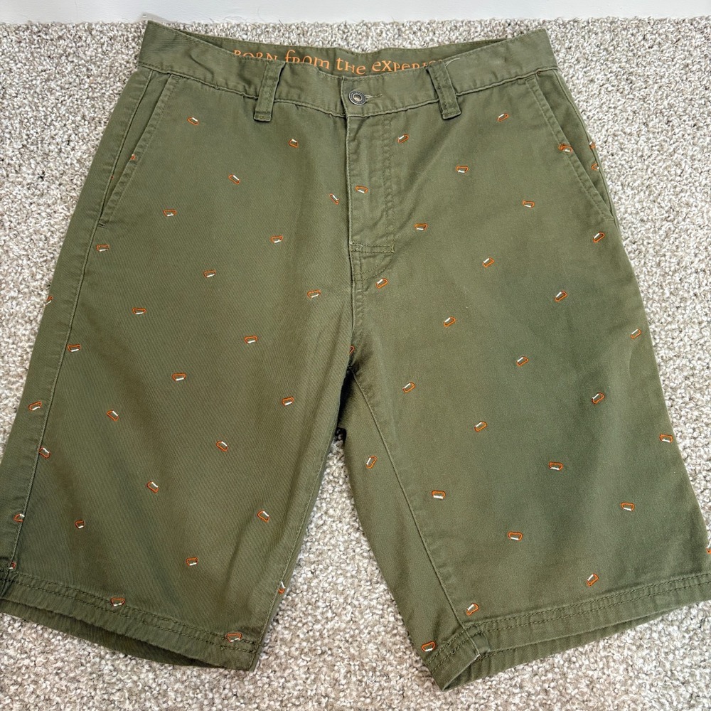 Prana Breathe Table Rock Shorts Carabiner Embroidered Green Chino Mens 32x10